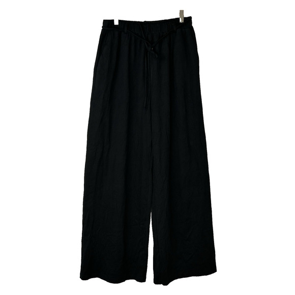 Cider Pants Womens Large Black Elastic Waist With Tie Wide Leg Trousers Palazzo - Picture 1 of 9